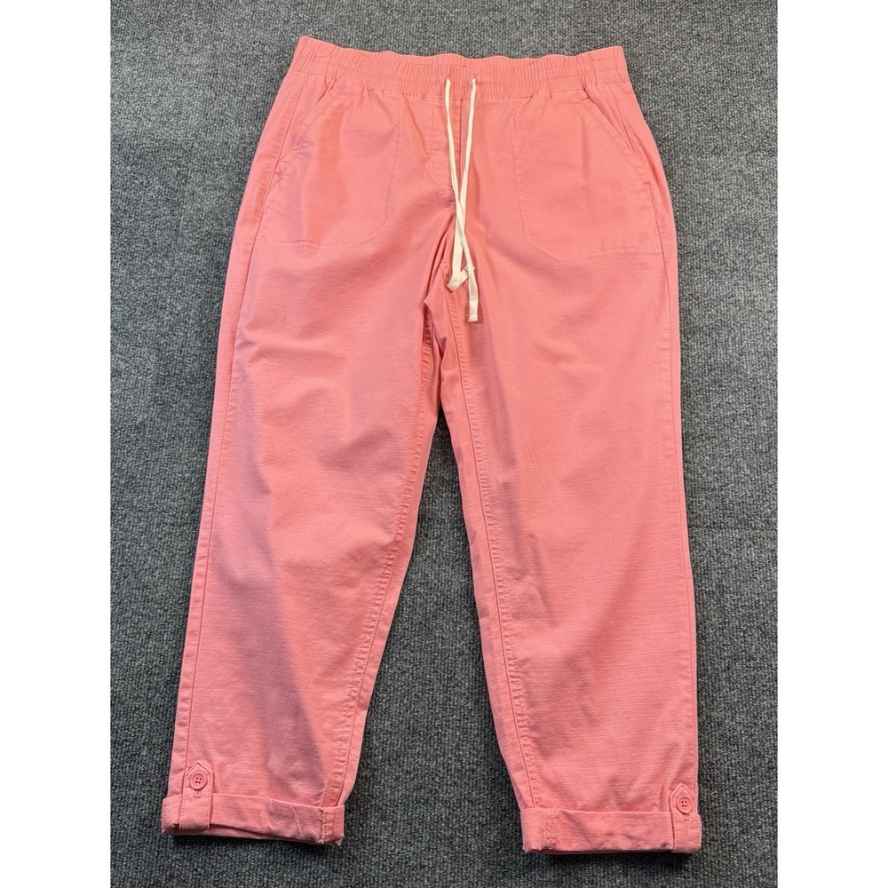 Talbot's Women Coral Pull on Cropped‎ pants roll tab Sz med